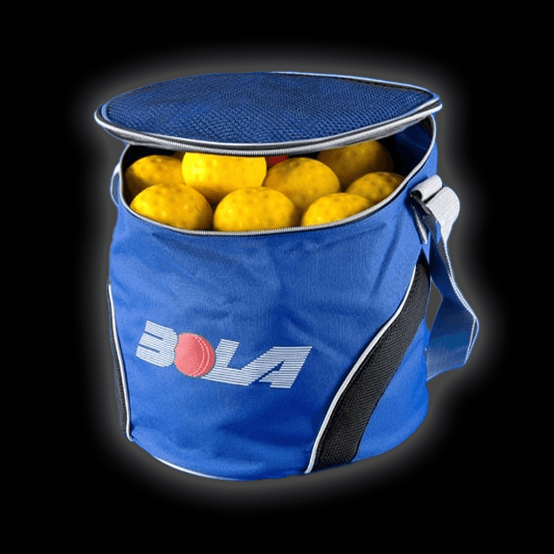 Blue Ball Storage Bag filled with yellow balls, perfect for organizing sports equipment.