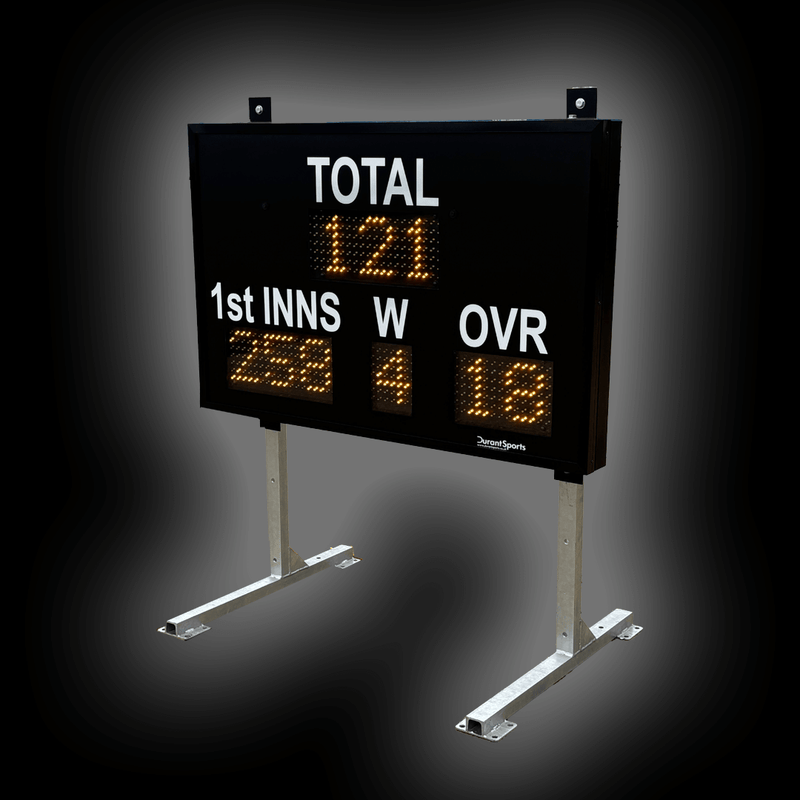 DC9 6" Repeater 1st INNS scoreboard displaying scores and stats for cricket. Visible from 90 meters.