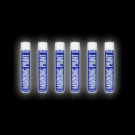 6 Pack Aerosols – Box of six 750ml white aerosol cans for marking paint.