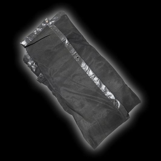 7.35m x 2m Mesh Batting Screen - black mesh with hemmed edges and eyelets for DIY attachment.