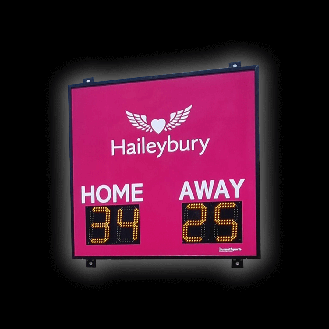DSF1 Standard Scoreboard displaying home and away scores with bright LED digits, ideal for hockey games.