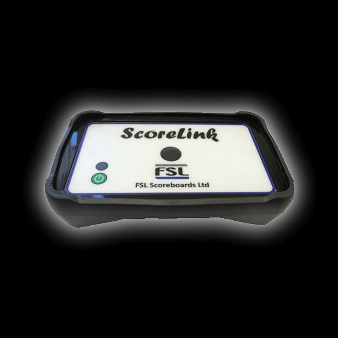 PCS Bluetooth Score Link device connected to cricket scoreboards for real-time game updates.