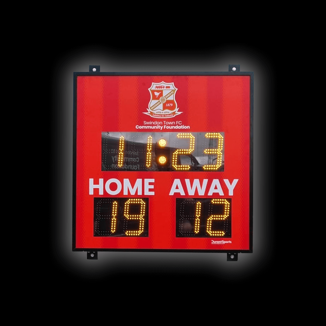 DSF2 Standard Scoreboard displaying match time and scores for home and away teams in bright LED.