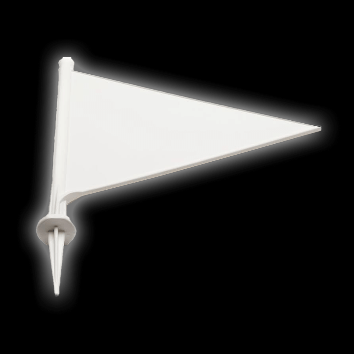 White boundary flag with a stake, part of a pack of 10 boundary flags for easy marking.